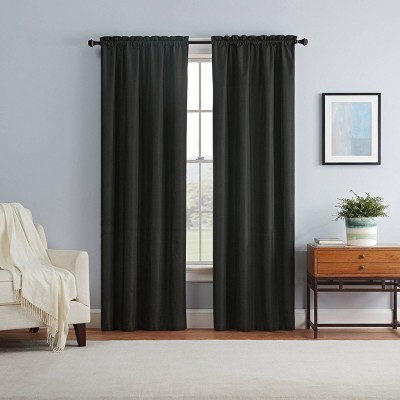 Photo 1 of 1pc Blackout Braxton Thermaback Window Curtain Panel Black - Eclipse