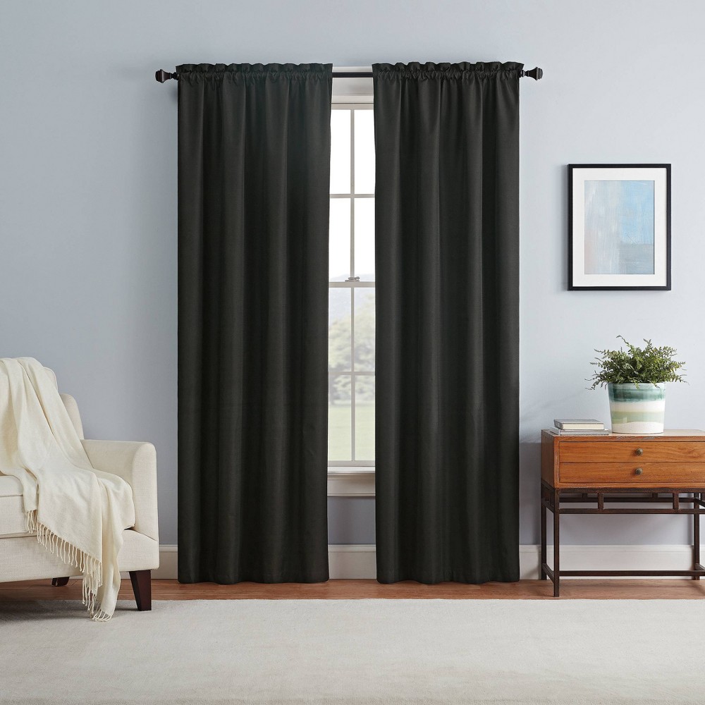 84"x42" Braxton Thermaback Blackout Window Curtain Panel Black - Eclipse