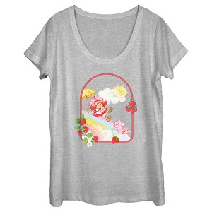 Women's Strawberry Shortcake Rainbow Slide Adventure Scoop Neck - 1 of 4