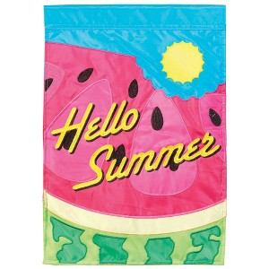 Magnolia Garden Hello Summer Watermelon Slice 13 x 18 Inch Polyester Garden Flag - 1 of 2