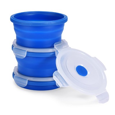 Blue BPA-Free Collapsible Plastic Lunch Box Bowls Set