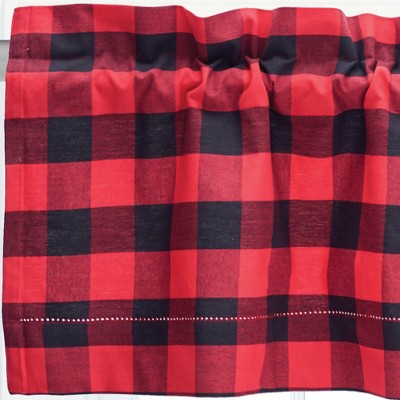 Franklin Dark Red and Black Cotton Checked Valance Set