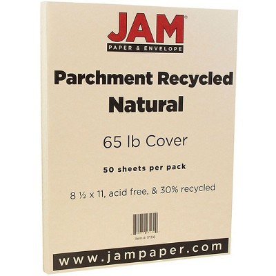 JAM Paper Parchment 65lb Cardstock 8.5 x 11 Coverstock Natural Recycled 171116