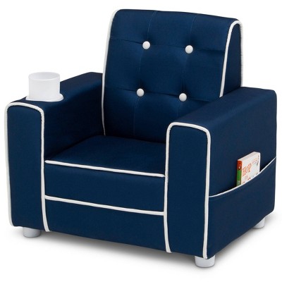 Navy Spot 22'' Velvet Upholstered Kids Chair with Cup Holder