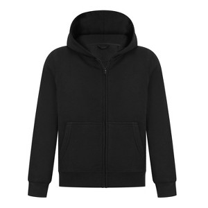 EVERYDAY KIDS Girls Black Zip-Up Hoodie – Soft Fleece Jacket with Hood – All-Season Kids Sweatshirt for School, Play, or Layering, Black - 1 of 4