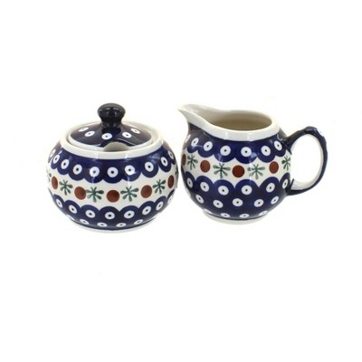 Blue Rose Polish Pottery Nature Sugar & Creamer Set