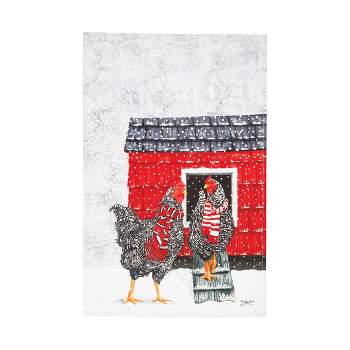 C&F Home 27" x 18" Printed Winter Chicken Wearing Red Scarves in Chick Coup Cotton Kitchen Dish Towel