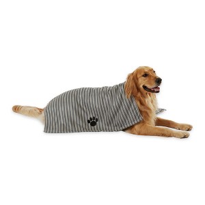 Design Imports  Gray Stripe Embroidered Paw Pet Towel - 1 of 4