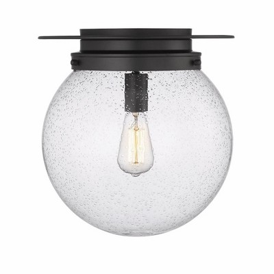 Matte Black Steel Globe Flush Mount Light