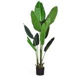 Costway 5.3 FT Artificial Tropical Palm Tree Green Indoor-Outdoor Home Decorative Planter