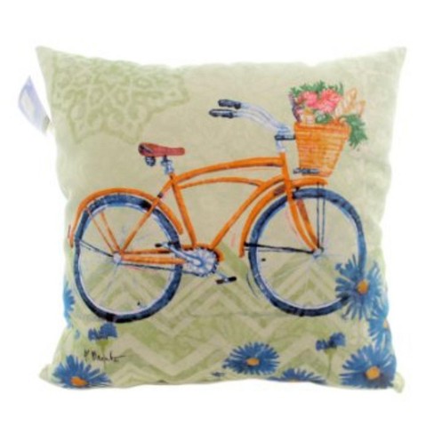 Gallerie Ii 18 Square Bicycle Outdoor Throw Pillow Green Orange