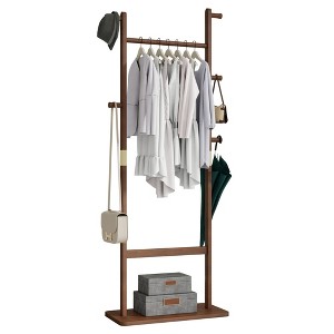 AZL1 Life Concept Garment Racks, Solid Wood Freestanding Coat Rack for Bedroom and Entryway Organization, Brown, 26.65"*11"*64.2" - 1 of 4