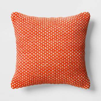 20"x20" Woven Waves High Dimension Square Outdoor Throw Pillow Orange - Threshold™