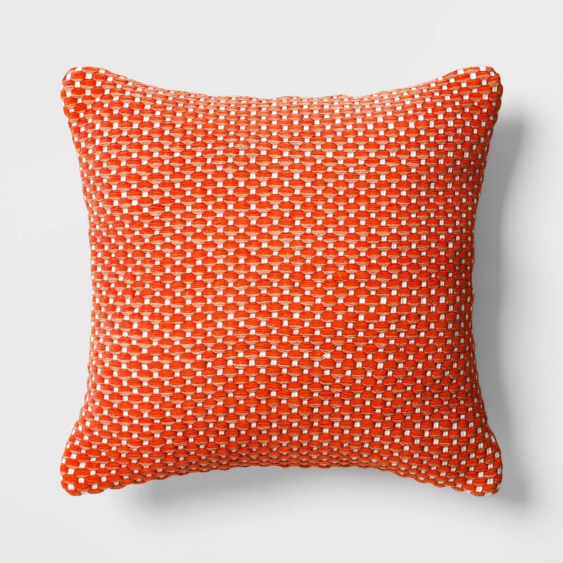 20&#34;x20&#34; Woven Waves High Dimension Square Outdoor Throw Pillow Orange - Threshold&#8482;, 1 of 6