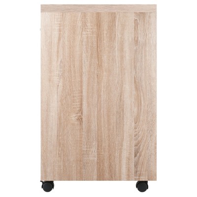 Transitional Two-Tone Brown and White Lockable Office Storage Cabinet
