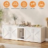 55" Double Cat Litter Box Enclosure, Hidden Cat Furniture Cabinet, TV Stand Side Table, Wood Finish - 3 of 4