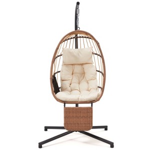 EROMMY Hanging Egg Chair with Stand & Removable Leg Rest, Hammock Chair for Patio, Bedroom - 1 of 4