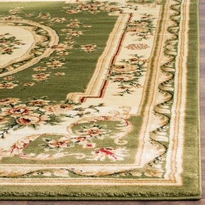 Sage and Ivory Floral Rectangular Synthetic Area Rug