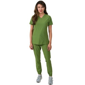 Medgear Olivia Women's 4 Pocket Top Gathered Jogger Pants Set - 1 of 4
