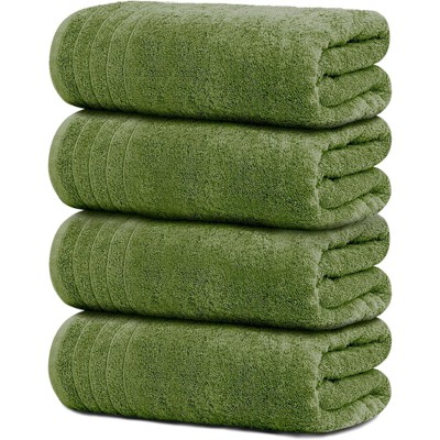 BRINJOY 4-Pack Extra Large Bath Towels - 30x60 Inch 100% Ultra-Fine Cotton, Lightweight Quick-Dry Bath Towels (Green)
