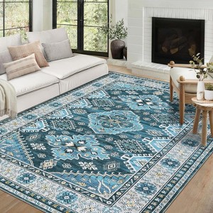 Washable Rug Vintage Distressed Non-Slip Foldable Low Pile Traditional Indoor Carpet for Living Room Bedroom Office - 1 of 4