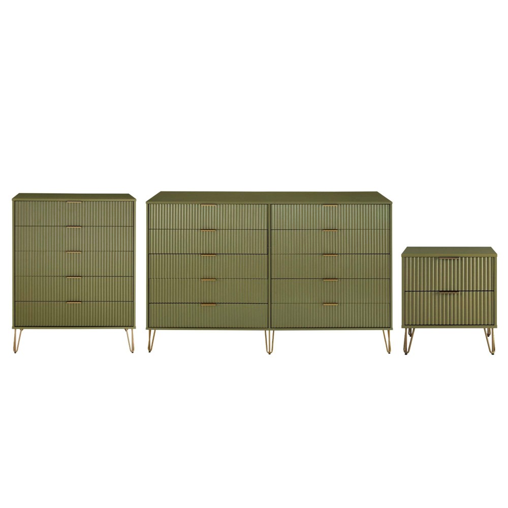 Photos - Bedroom Set Manhattan Comfort Dumbo 3pc 5 Drawer Dresser, 10 Drawer Dresser and Nights