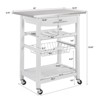 FONTOI Mobile Rolling Kitchen Island with Underneath Drawer, Trolley Serving Cart Slide-Out Wire Storage Basket, White, 15.75"*33.55"*30" - 3 of 4