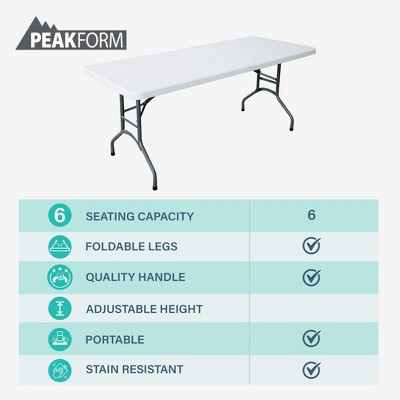 White Rectangular 6-Foot Folding Plastic Outdoor Table