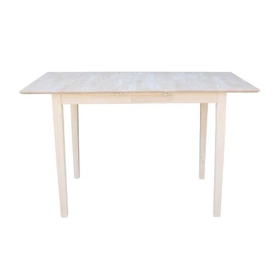 Casual Shaker-Style Extendable Counter Height Dining Table in Unfinished Wood