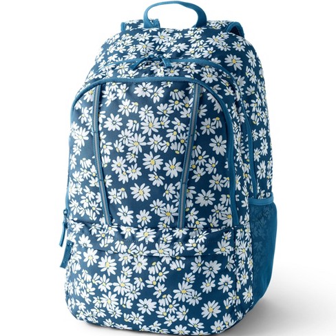 Lands End Kids Classmate Large Backpack Evening Blue Daisies