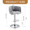 360° Fabric cover Swivel Bar Stools Set of 2, Adjustable Counter Height Bar Chairs with Woven Back & Footrest - Leovsnove - 3 of 4