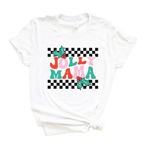 Simply Sage Market Women's Jolly Mama Checkered Short Sleeve Graphic Tee -  S - White : Target