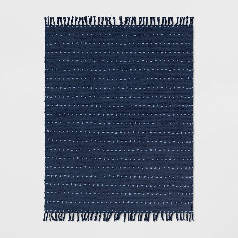 48 x 66 Hi-Lo Chenille Fringe Kids' Rug Navy - Pillowfort