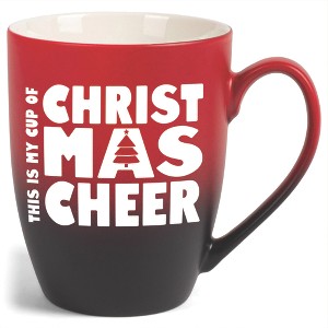 Elanze Designs This is My Cup of Christmas Cheer Two Toned Ombre Matte Red and Black 12 ounce Ceramic Stoneware Coffee Cup Mug - 1 of 4