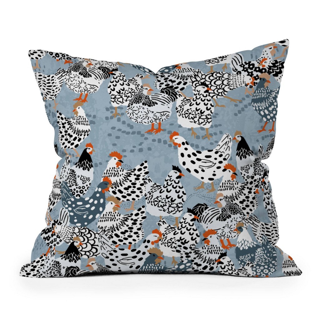Photos - Pillow Deny Designs DESIGN d' annick Favorite chickens 20"x20" Indoor Throw : Abstract Polyester, Zipper Closure, Machine Was