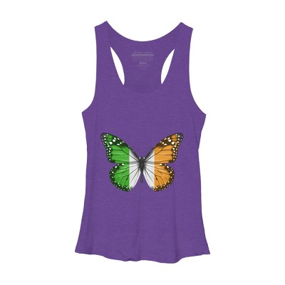Women's Design By Humans Butterfly Flag Of Ireland By GiftsIdeas Racerback Tank Top