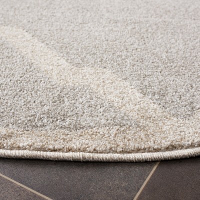 Loomed Geometric Light Grey & Beige Cotton Blend Round Rug