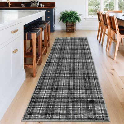 Modern Rug Washable Rug Buffola Plaid Rug for Living Room, Neutral Rug Non Slip, Low Pile Thin Rug, Distressed Soft Rug, Indoor Foldable Printed Rug
