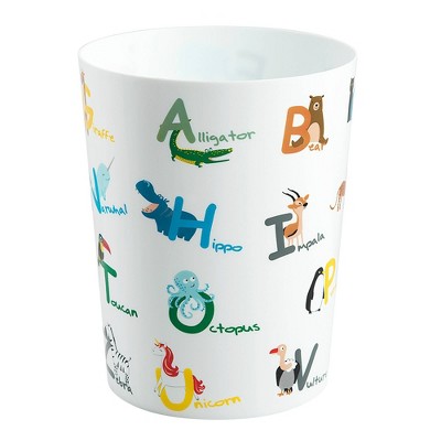 White Plastic Animal Alphabet Kids' Wastebasket