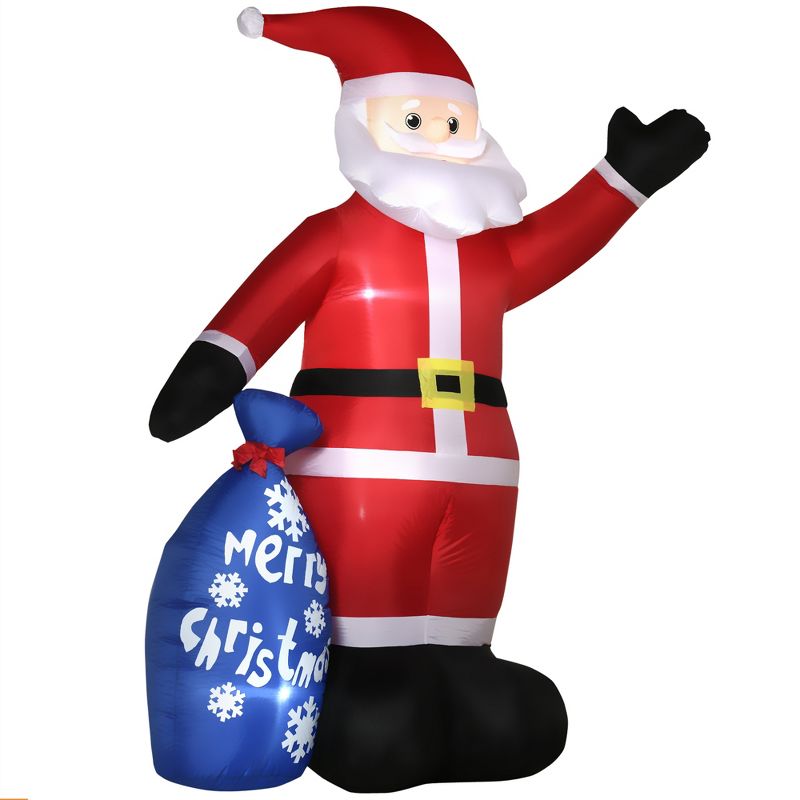 Outsunny 8ft Christmas Inflatables Outdoor Decorations Smiling Santa Claus with Gift Bag, Blow-Up LED Yard Christmas Decor for Lawn Garden Party, 4 of 7