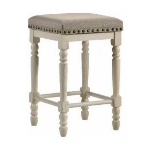 16" Tasnim Counter Height Barstool: Linen Upholstery, Nailhead Trim - Acme Furniture - 1 of 4