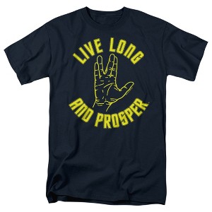 Star Trek Live Long Hand Adult T-Shirt Navy - 1 of 4