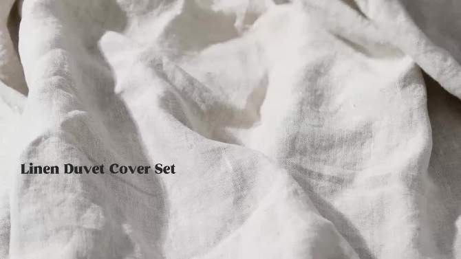 Peace Nest Luxurious 100% Premium Flax Linen Duvet Cover and Pillow Sham Set Moisture-Wicking and Breathable, 2 of 11, play video
