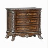 Royal Hampton Vany Nightstand, Traditional Floral Trim, 3 Drawers, Cherry Brown - 2 of 4
