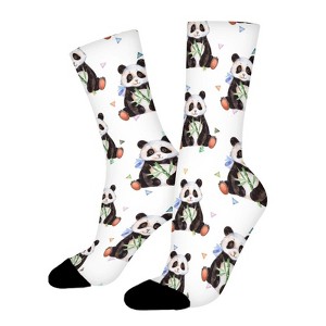 Cute Pandas Women Printed Crew Socks Funny Funky Socks Soft Polyester Novelty Gifts for Artists Men - 1 of 1