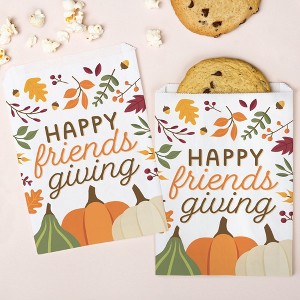 Big Dot of Happiness Fall Friends Thanksgiving Paper Treat Bags, Individual Candy Snack Favors, Greaseproof White Sandwich Cookie Bags - 25 Count - 1 of 4