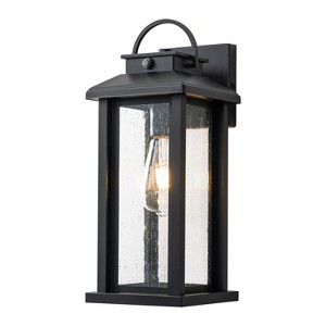 C Cattleya 15.5in Matte Black Outdoor Wall Light with Clear Seeded Glass - 1 of 4