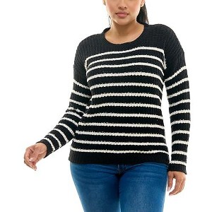 Derek Heart Striped Long Sleeve Scoop Neck Tunic Sweater - 1 of 4