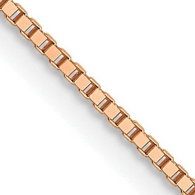 Black Bow Jewelry 0.7mm 14k Rose Gold Solid Box Chain Lobster Claw Clasp Necklace
