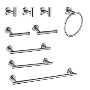 9 Piece Stainless Steel Bathroom Towel Rack Set Wall Mount - 1 of 4